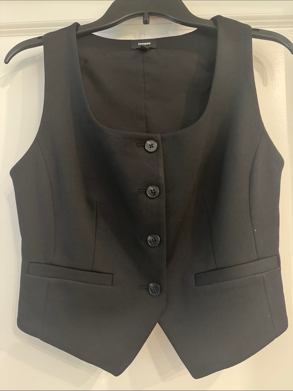 Express Black Tailored Button-Front Vest